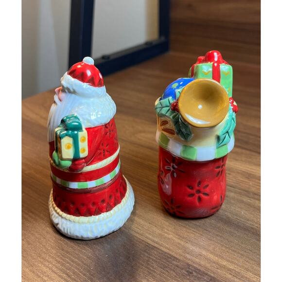 Fitz and Floyd Christmas Santa & Stocking Salt Pepper Shakers w/ Box - Picture 8 of 13